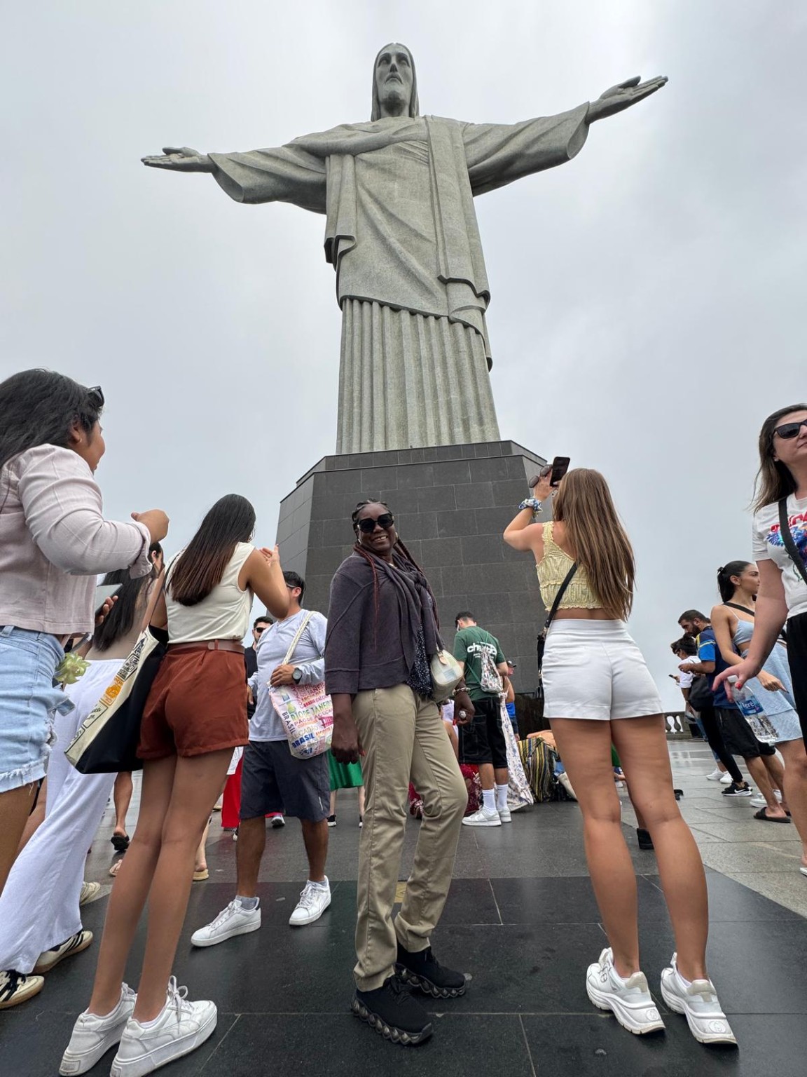 Traveler visiting Christ the Redeemer in Rio de Janeiro